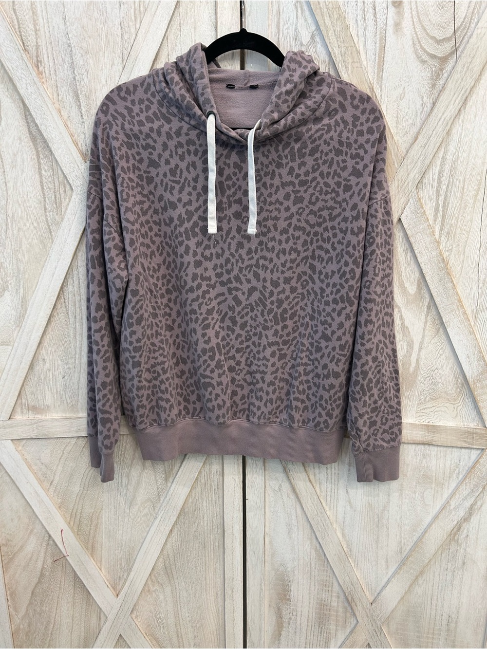 Buffalo David Bitton Dusty Mauve Leopard-Print Pullover Hoodie